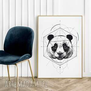 Plakat panda 70x100 cm - geometryczny portret do salonu