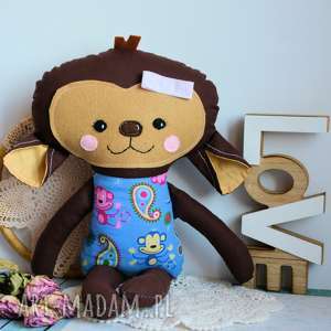 słodka małpka sonia 45 cm dziewczynka roczek, bezpieczna, kolorowa, dzień