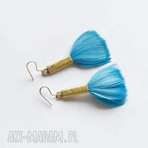 piórko kolczyki mosiądz, zmatowione