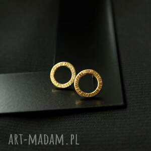 kolczyki sztyfty minimalistyczne koła złocone - 10 mm
