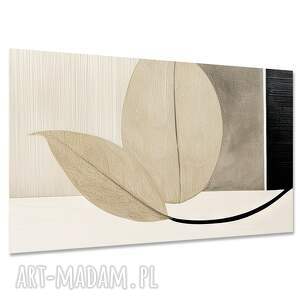 obraz na płótnie liście 26 korytarz beż drewno 120x80