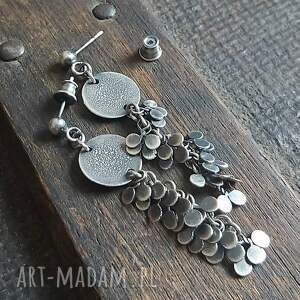 kolczyki srebrne z listkami - długie srebro oksydowane biżuteria autorskie