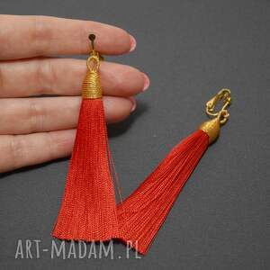 Czerwone klipsy z chwostami - eleganckie handmade na wieczór