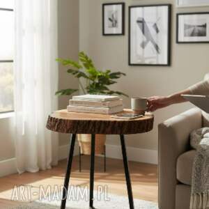 stolik kawowy z litego drewna 74x73x80 zegar gratis Drewnomalak