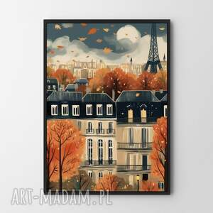 jesień w paryżu - plakat A4 sypialni, salonu, plakaty