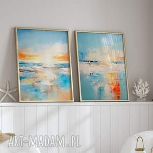 Zestaw 2 plakatów 50x70 cm - abstrakcyjny morski pejzaż