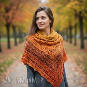 Chusta szydełkowa Gorąca pomarańcza, ombre, stylowa