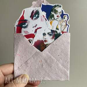 Zestaw 8 naklejek PORTRAIT w kopercie z papieru czerpanego, naklejki