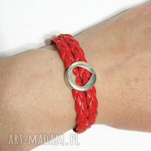 bransoletka - serce rzemienie, pleciona dla niej prezent