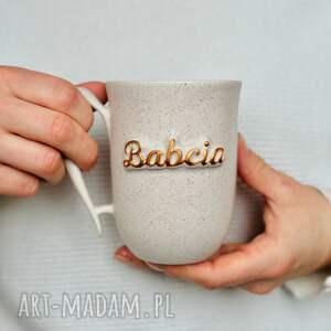 kubek kremowy babcia 300ml złoty napis 3d prezent dziadek