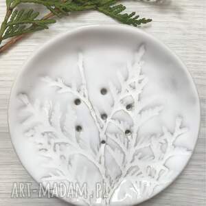 mydelniczka z thują w bieli roślinna ceramika