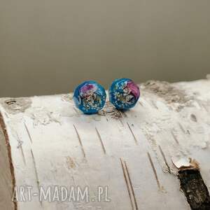 Kolczyki Niebieska Łąka - ręcznie robione z żywicy