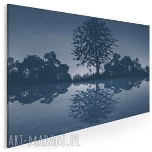 obraz na płótnie - noc jezioro gwiazdy - 120x80 cm (58901)
