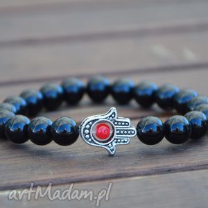 handmade hamsa w czarnych koralach