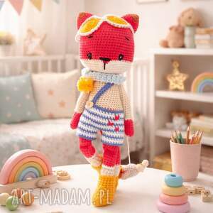 Lisek Podróżnik - ręcznie robiona maskotka amigurumi (33 cm) na prezent