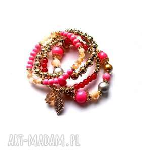 handmade bransoletki malinowe landrynki komplet 4szt