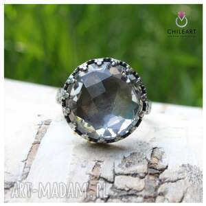 kryształ górski i srebro - r 12,5 pierścionek 1582a, bizuteria
