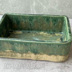 Prostokątna umywalka z koronką - rękodzieło, dekoracyjna, w wiejskim stylu, folkowa