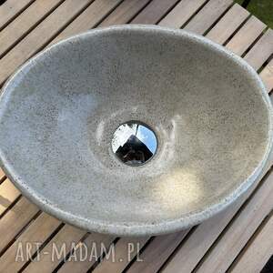Owalna umywalka ceramiczna beżowa - handmade, błyszczące wykończenie