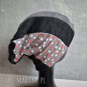 czapka damska patchworkowa uniwersalna i miła, dobra na codzienne noszenie