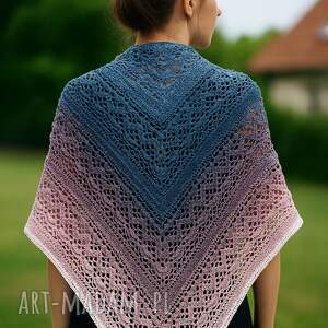Prezent Klaziena ręcznie robiona szydełkowa, chusta ombre