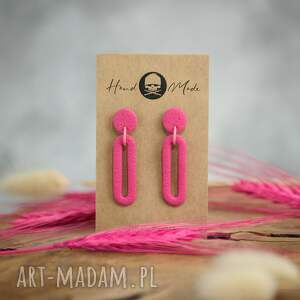 kolczyki emma - różowe z glinki modeliny prezent, upominek