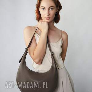 torba typu hobo midi skóra naturalna w kolorze taupe, torebka, torebka damska