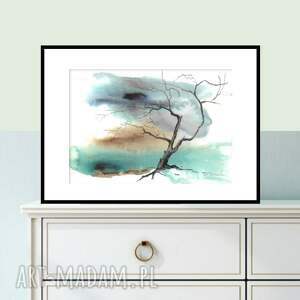 wichura akwarela 21cm x 30cm, pejzaż drzewo, ręcznie malowane