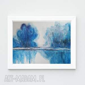 niebieski pejzaż - akwarela formatu 24/18 cm