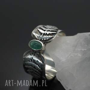 jachyra jewellery pierścionek szmaragdowa paproć, natura, prezent dla niej, las