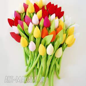 dekoracje tulipany - bukiet 15 bawełnianych kwiatów materiału