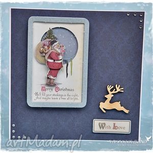 scrapbooking kartki przestrzenna kartka z mikołajem, świąteczna, życzenia