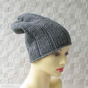 ręcznie robiona hipster hat czapka, wełna, slouchy, zima, unisex