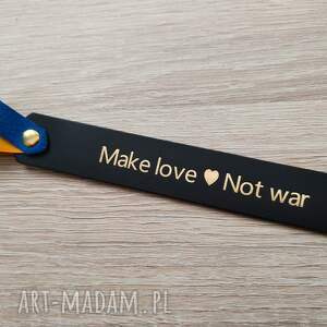 czarna skórzana zakładka make love not war - ukraina, pomoc dla ukrainy
