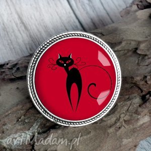 galavena czarny kot - broszka z kotem, kocur kociak, pupil, zwierzę, prezenty