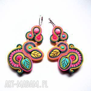 kolorowe kolczyki sutaszowe haft ręczny garden