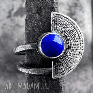 orientalny pierścionek wachlarz z lapisem lazuli