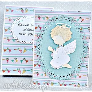 ręcznie wykonane scrapbooking kartki anioł na chrzest - kartka