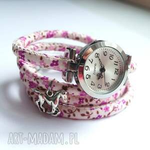 handmade zegarki zegarek - konik - fioletowe kwiaty