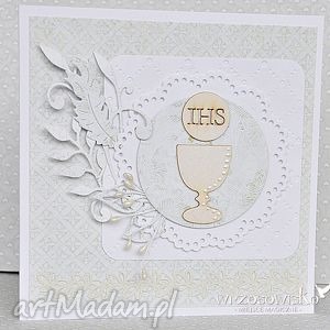 scrapbooking kartki elegancka na komunię świętą kartka, pamiątka