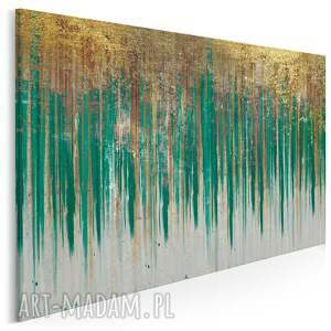 Obraz na płótnie - ZIELONY ZŁOTY ABSTRAKCYJNY LINIE - 70x50 cm (90404)