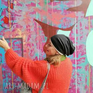 szara smerfetka unisex one size na podszewce box k1, czapka