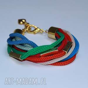 handmade kolorowa bransoletka ze sznurków poliestrowych