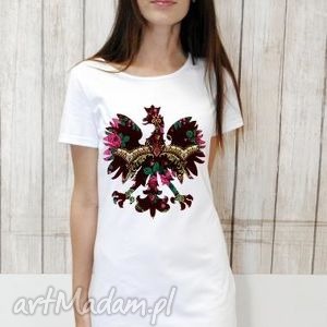 t-shirt dress pl summer white s/m, sukienka, orzeł, folklor, orzełek