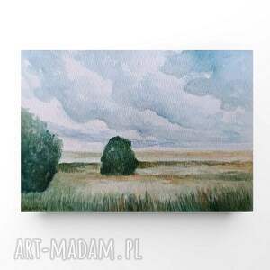Pejzaż akwarela A5 - ręcznie malowany obraz na prezent (papier 300 g/m2, Rembrandt)
