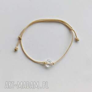 Bransoletka Serduszko Swarovski Elements na beżowym sznurku - handmade