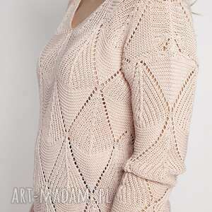 swetry ażurowy różowy sweter, swe231 róż mkm, sweterek, wiosenny