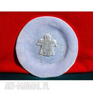 prezenty pod choinkę Ceramiczny talerz z aniołem - dekoracja