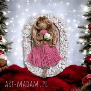 dom aniołek w ramce makrama, dekoracje, upominek, prezent