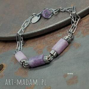 LEPIDOLIT X 3 - bransoletka, minimalistyczna biżuteria